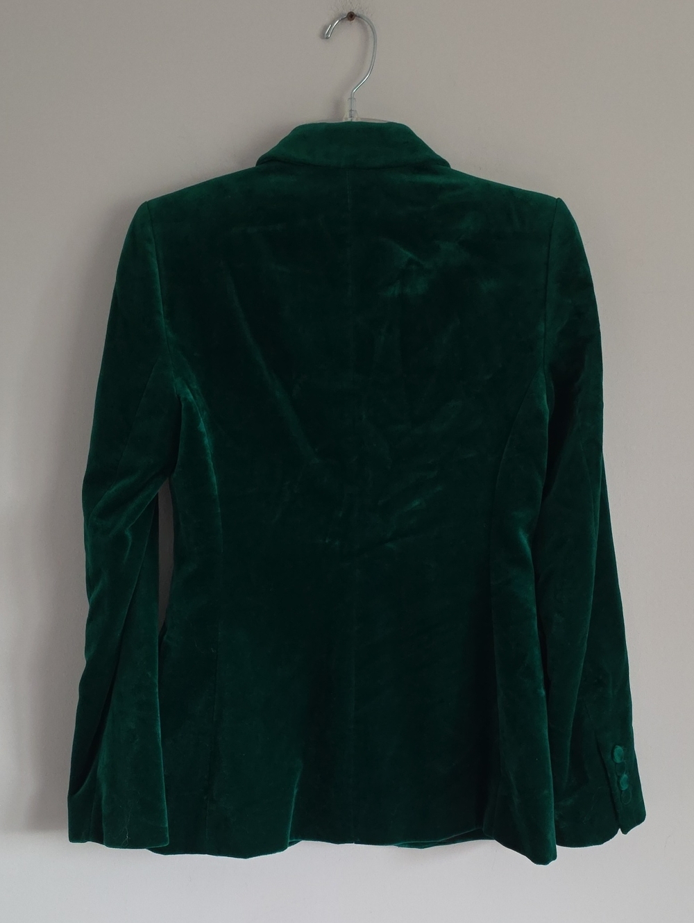 ZARA | Emerald Green Velvet Blazer Sz XS - Picture 6 of 7